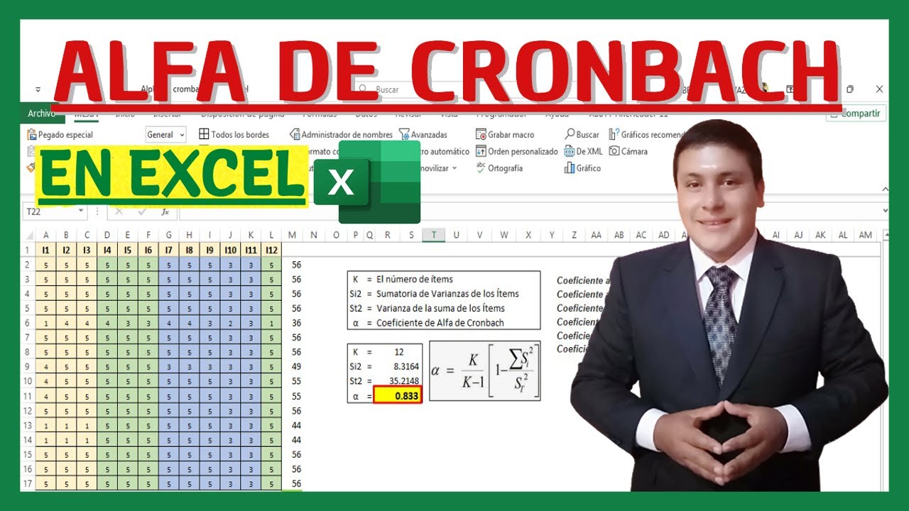 Calcular e interpretar el Alfa de Cronbach en Excel - descargar plantilla