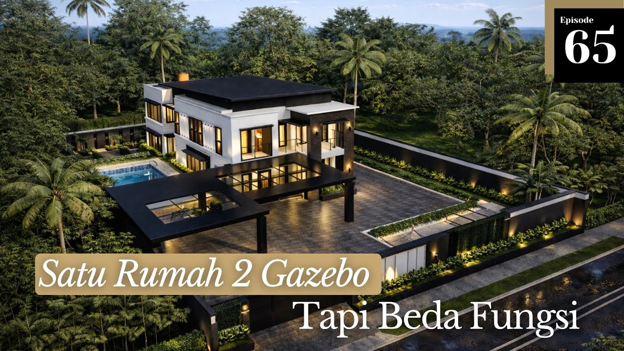 Rumah Modern dengan 2 Gazebo Unik 