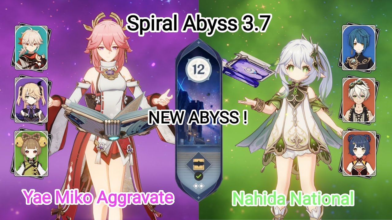 C0 Yae Aggravate & C0 Nahida National - NEW Spiral Abyss 3.7 - Floor 12 9 stars | Genshin Impact