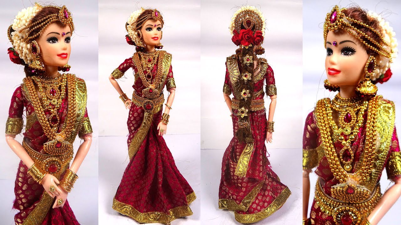 TAMILNADU Barbie Saree Making | Barbie as a Tamil Bride |South Indian doll bridal saree/Jewellery