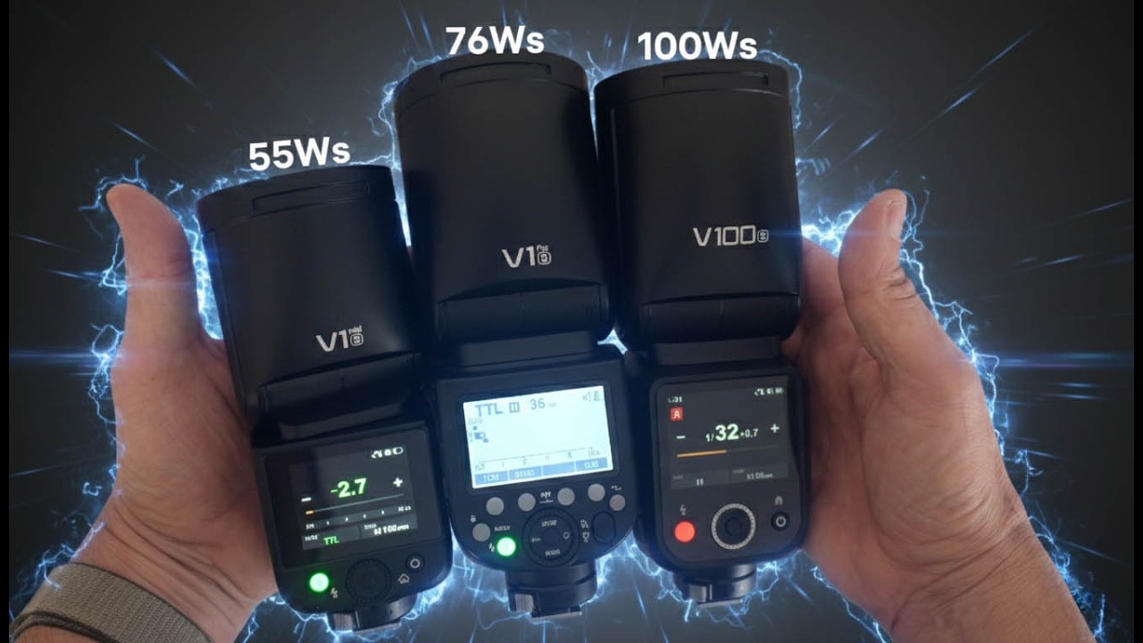 Nuovo flash Godox V1 Mid con testa tonda, leggero e potente.