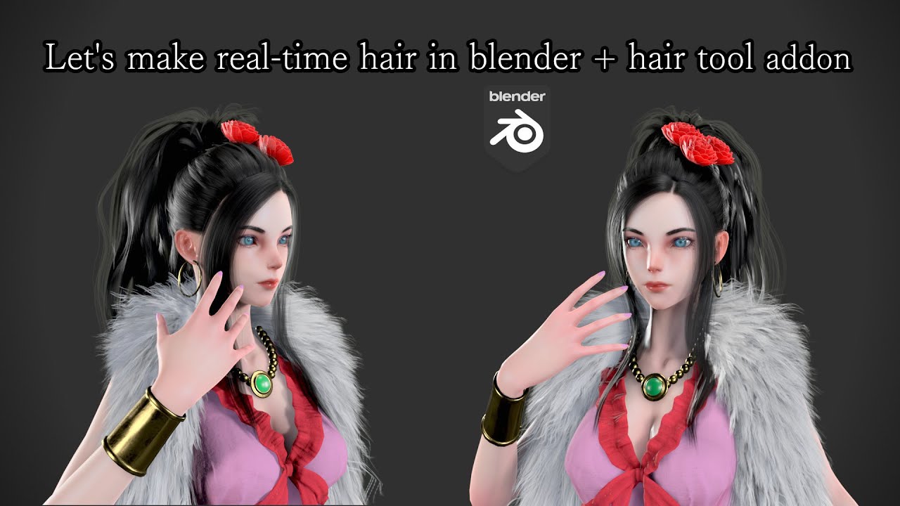 Let's make real time hair in blender + hair tool addon ep6 ( Dragon quest 5)