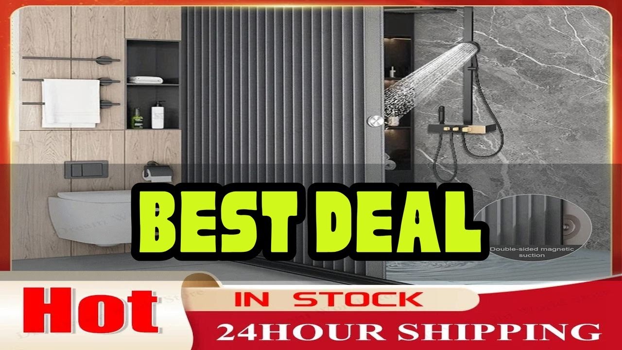 Foldable Magnetic Shower Curtain Waterproof Bathroom Curtain Modern Privacy Bathroom Divider with 1