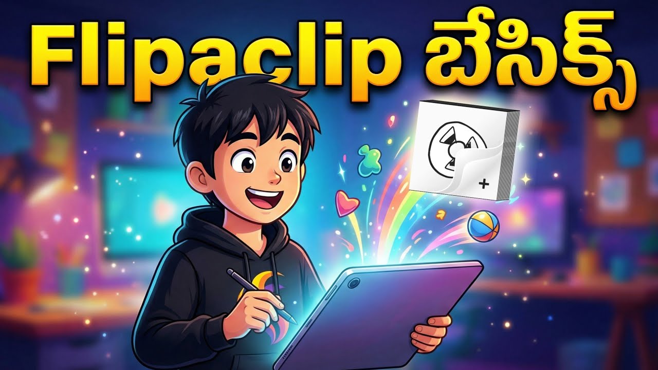 FlipaClip Basics in Telugu: Learn 2D Animation on Mobile | All Tools Explained