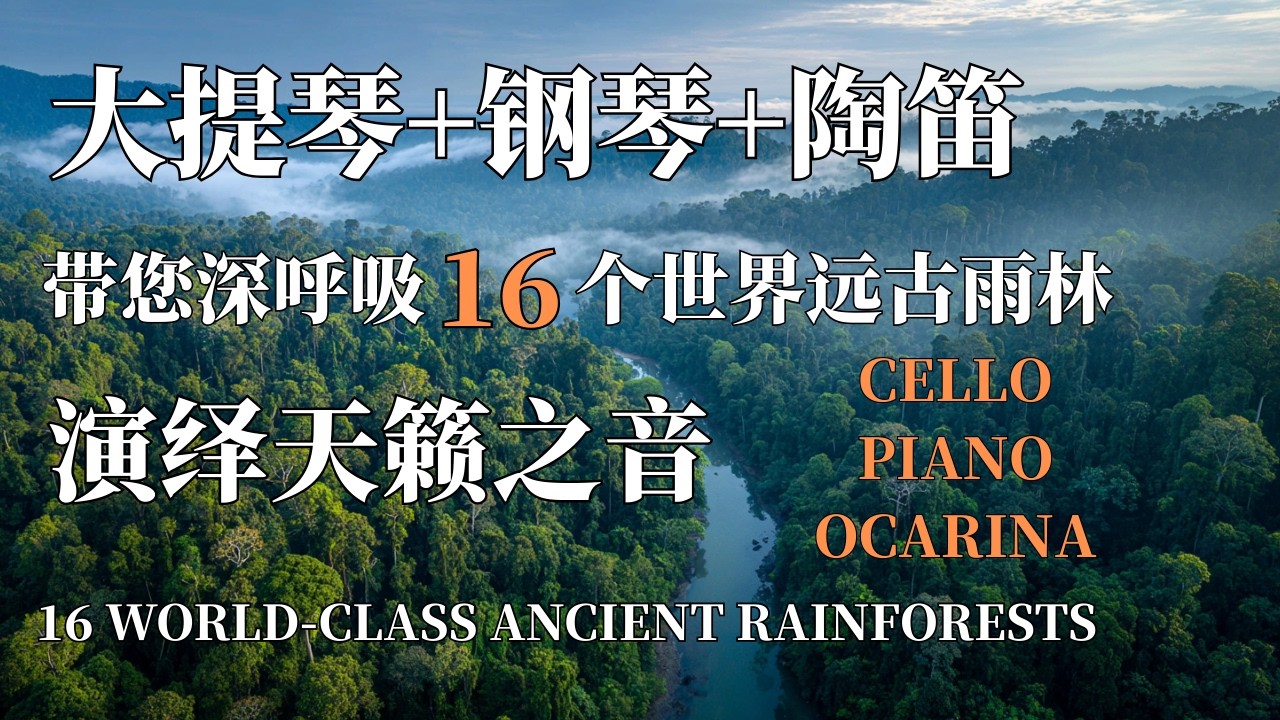 1小时带您深呼吸18个世界远古雨林 | 小提琴+钢琴+吉他演绎生命之音 | 音乐叙事讲述 | 18 World-Class Ancient Rainforests |  cello Piano