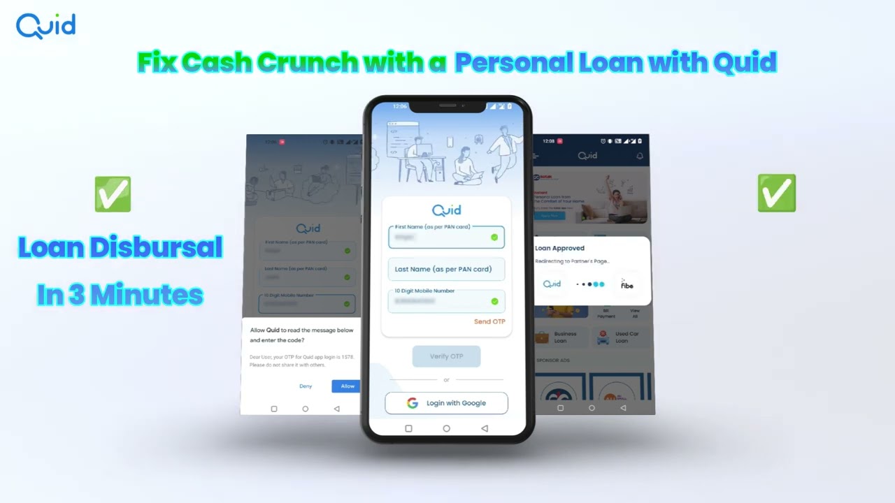 Quid Loan Application, Instant Personal loan apply Now