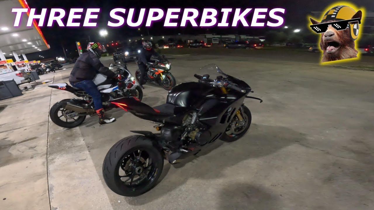 Three Superbikes Dominate The Highway On High Speed Night Ride!