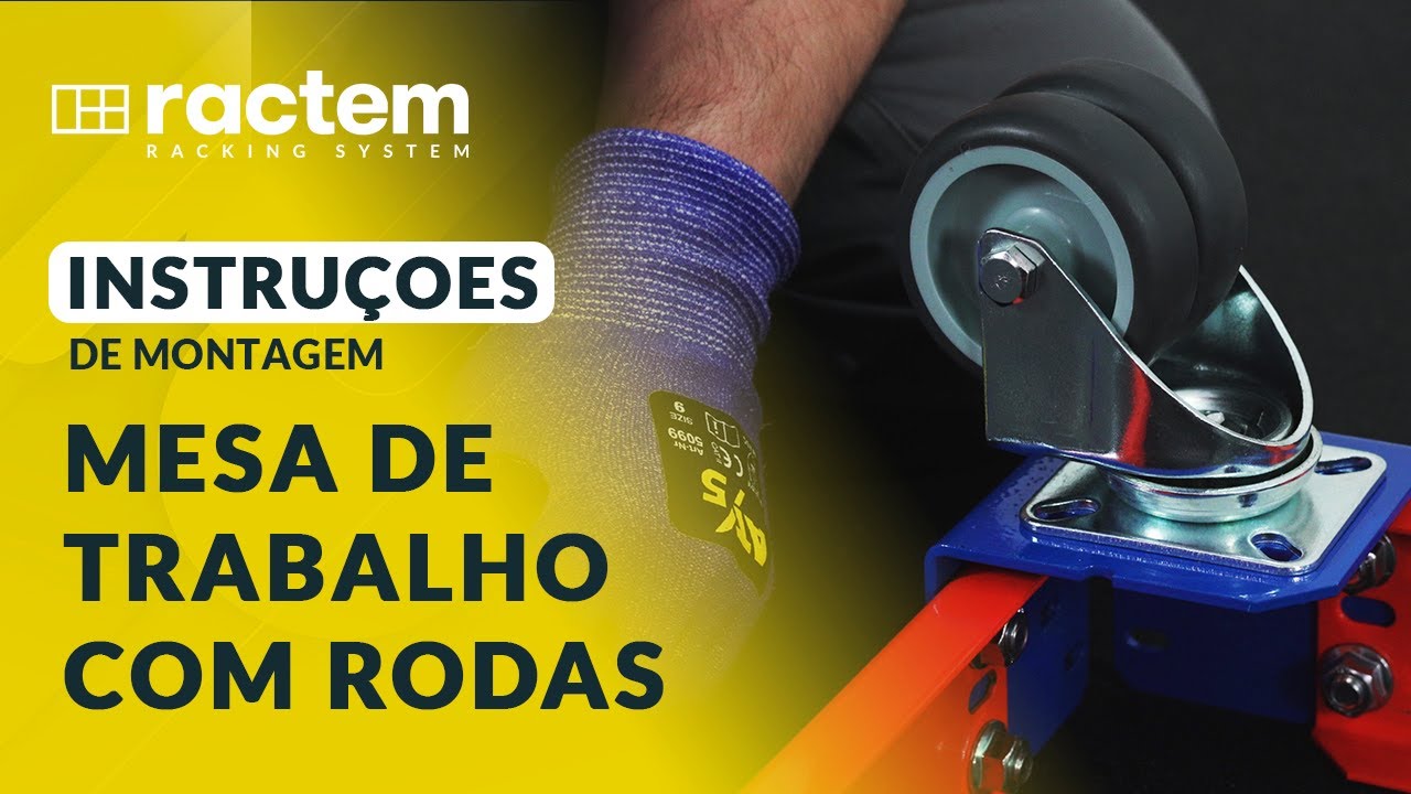 Intruções de Montagem da Mesa de Trabalho com Rodas