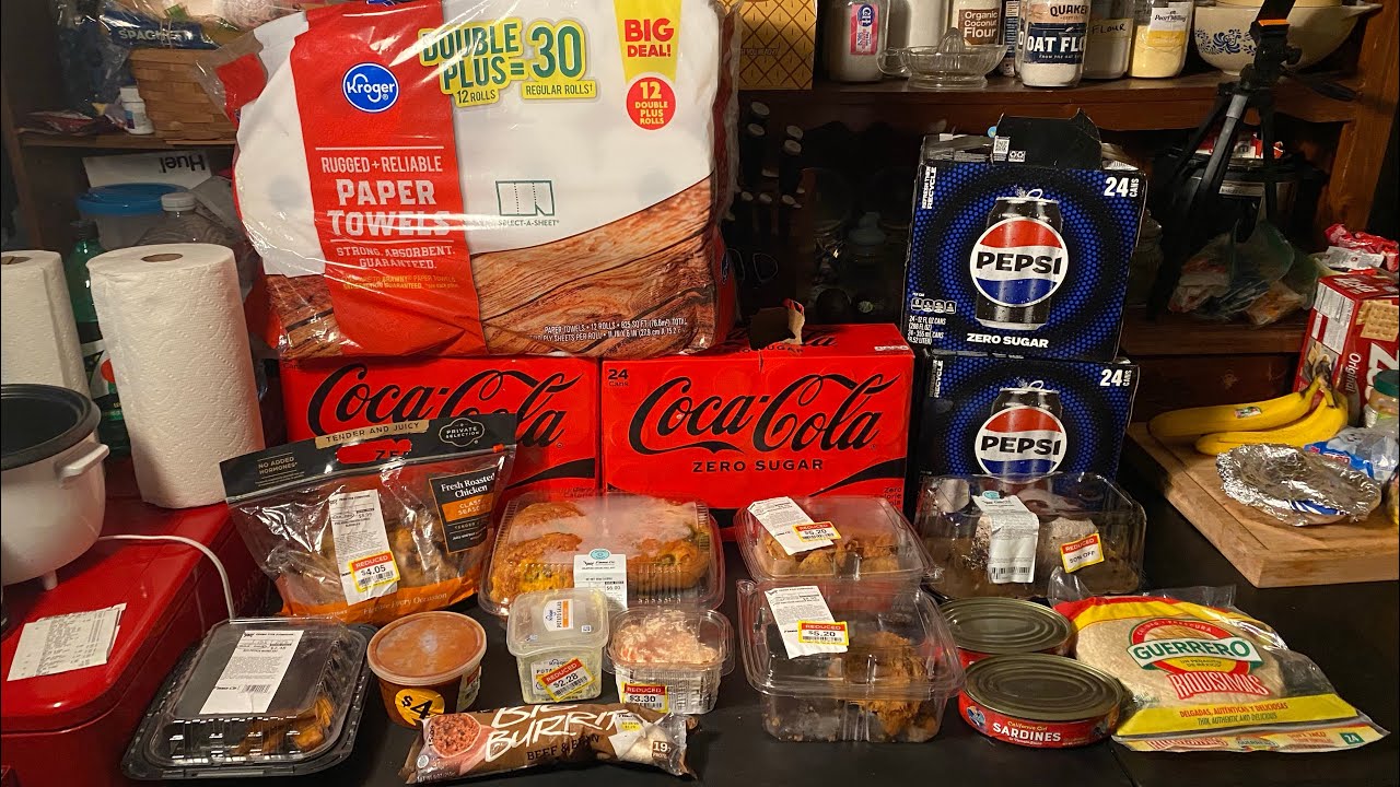 $109.63 Kroger weekly grocery food haul, quick ready made meals food haul for active seniors