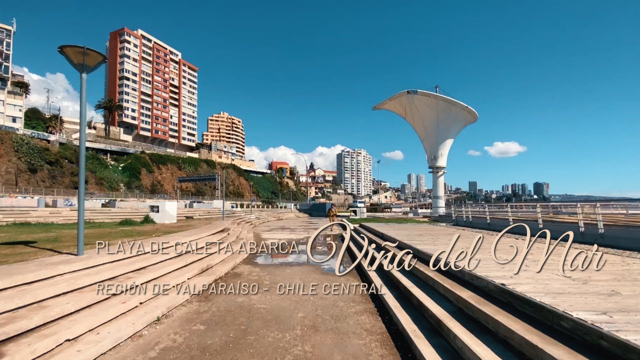 Walking Chile. Vi&ntilde;a del Mar. Playa Caleta Abarca. Caminando por esta bella playa urbana
