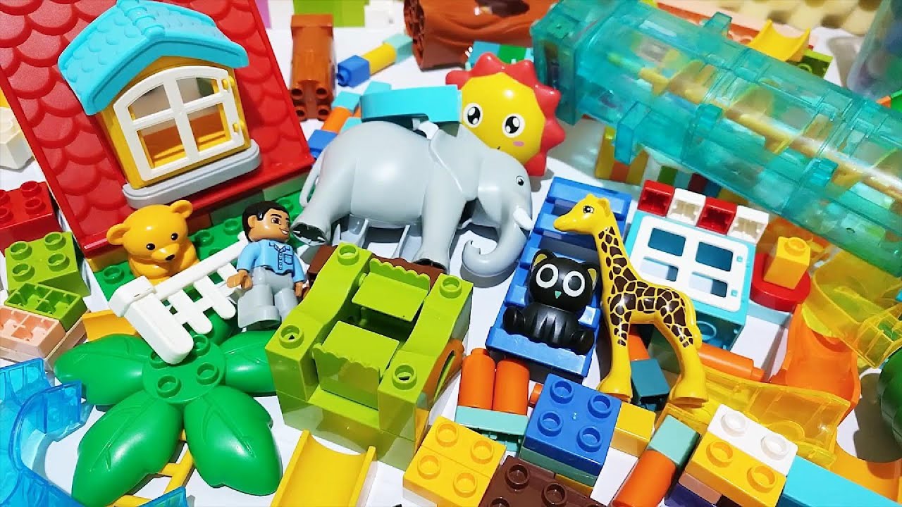 Satisfying Building Blocks Marble Run ASMR #367 House Electric Elevator gear swing Elephant Live 5