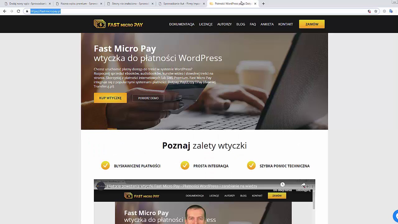 Płatności WordPress przez klasyczny edytor i edytor Gutenberg - Fast Micro Pay