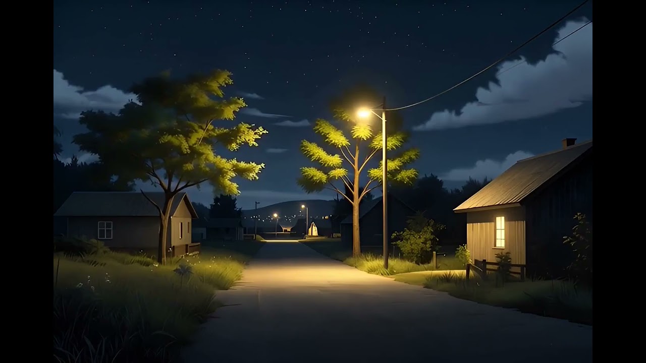4 Hours Cozy Village Night Ambience 🌙 | Natural Brown Noise for Sleep, Study & Focus | ADHD