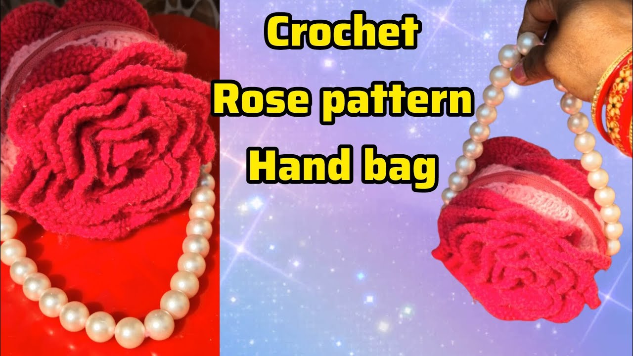 Crochet hand made bag ||crochet rose pattern bag tutorial ||very easy to pattern 