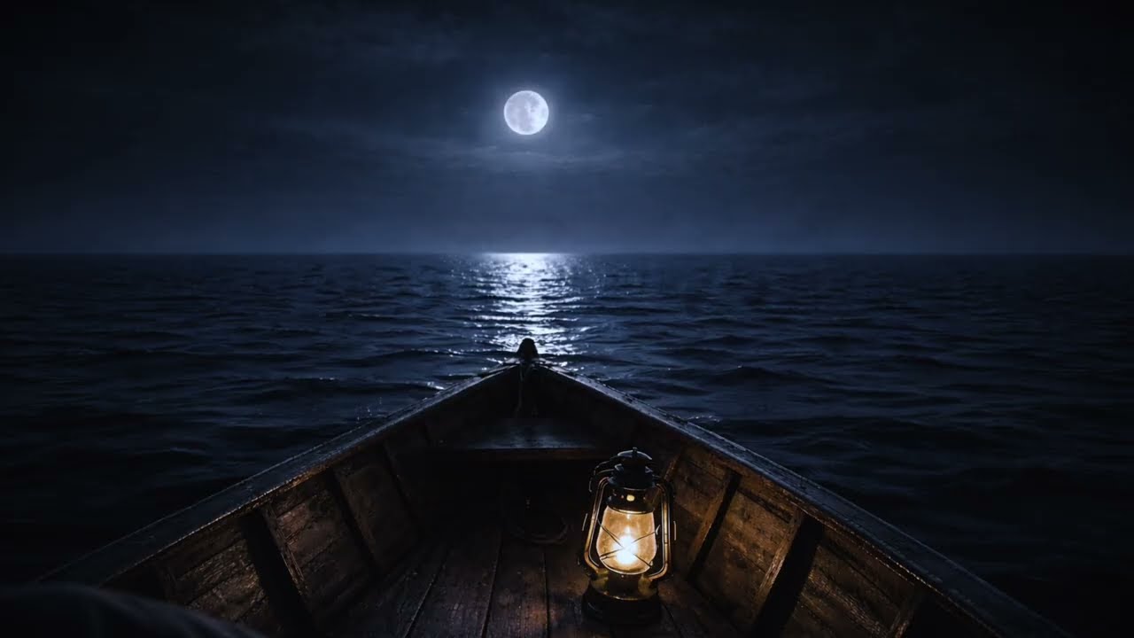 Moonlit Boat Drift | Ocean Night Ambience for Sleep