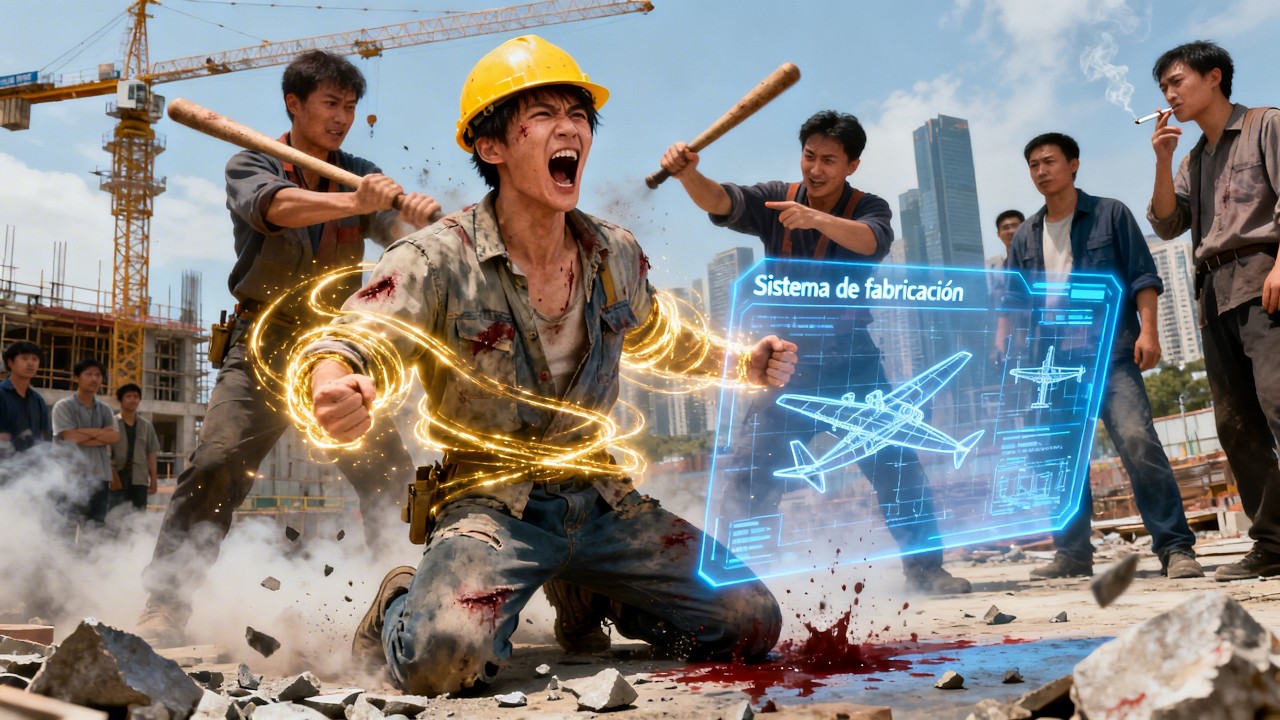 Trabajador cojo ridiculizado,activa sistema construcción,se convierte en mecánico y castiga a todos