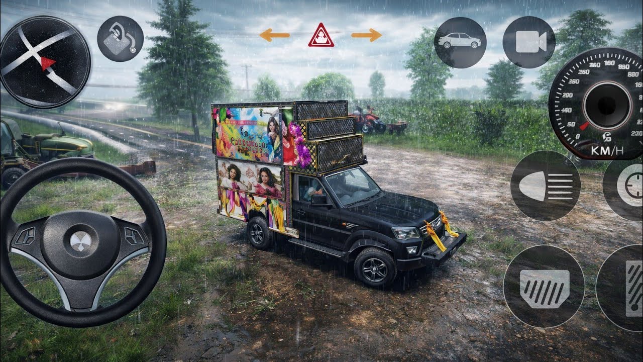 DJ Pickup Game 4K Rain Mode 🌧️ | Dangerous Offroad Driving in Village 😱