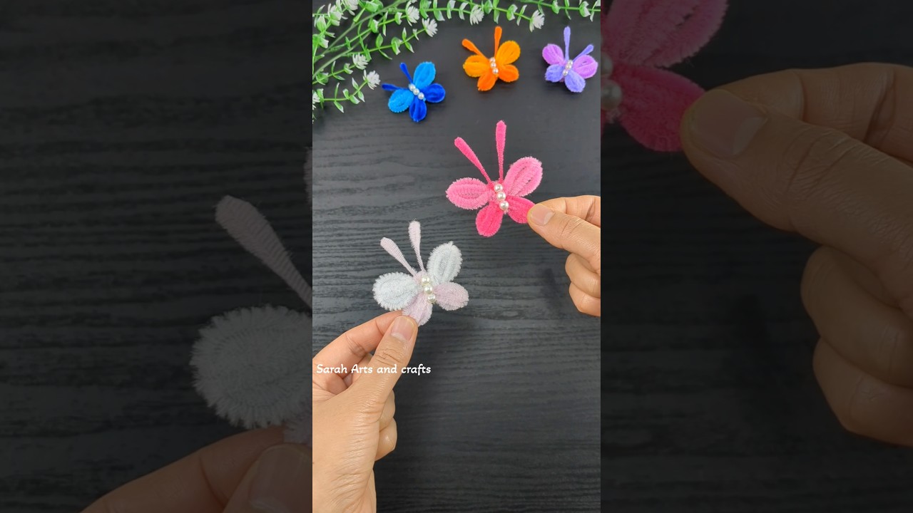 Beautiful butterflies made with pipe cleaners #shorts #diy #PipeCleanerCrafts