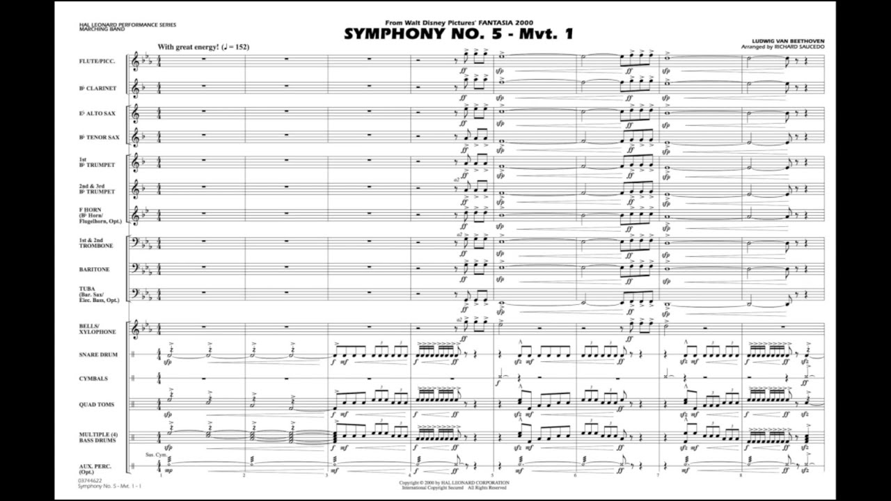 Symphony No. 5 - Mvt. 1 by Beethoven/arr. Richard L. Saucedo