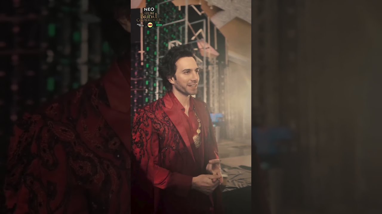 Emmad Irfani in BCW Pakistan 2024 | Maroon coat pants matching upper gown black hand embellished