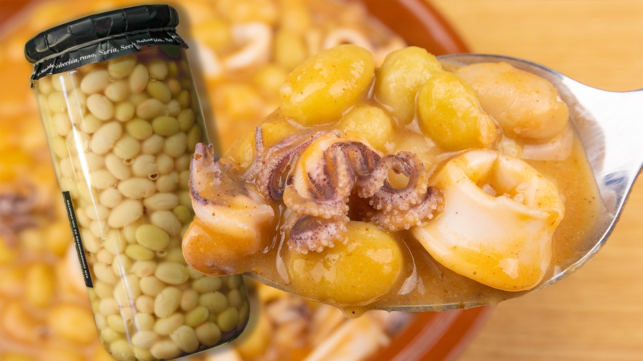✅Receta ALUBIAS de BOTE con GAMBAS y CHIPIRONES 😍
