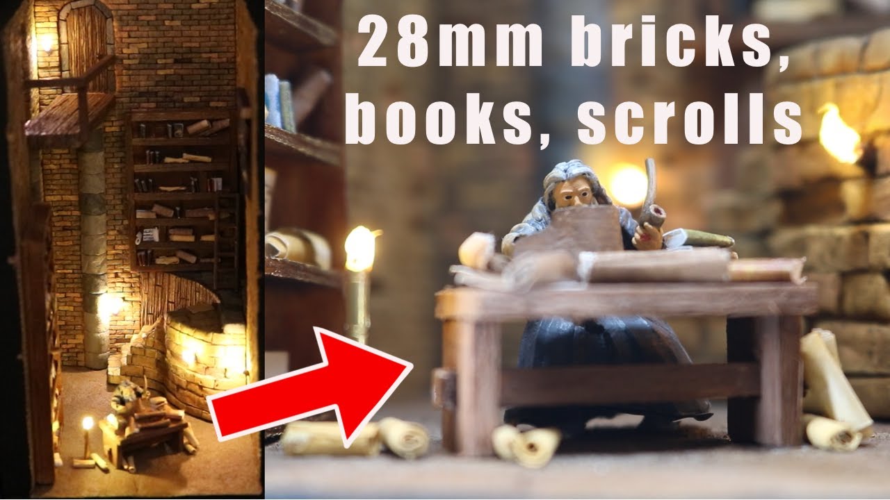 I made Gandalf in the Archives | 28mm Scale Diorama | Book Nook