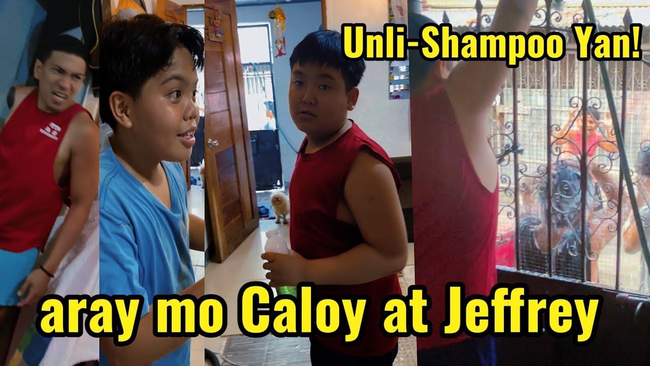 Jeffrey at Caloy na Unli-Shampoo! 