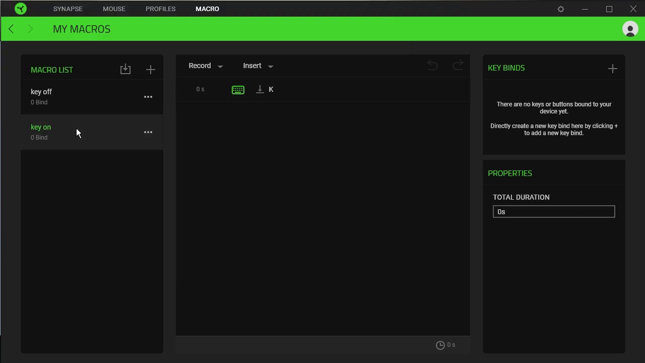razer synapse 3 macro workaround for UI limitation  -= key down only =-
