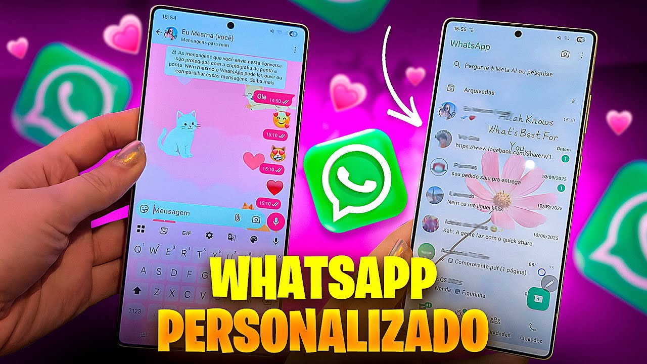 DICAS DE COMO PERSONALIZAR SEU WHATSAPP 🩷 (tela inicial, teclado, tema de conversas +)