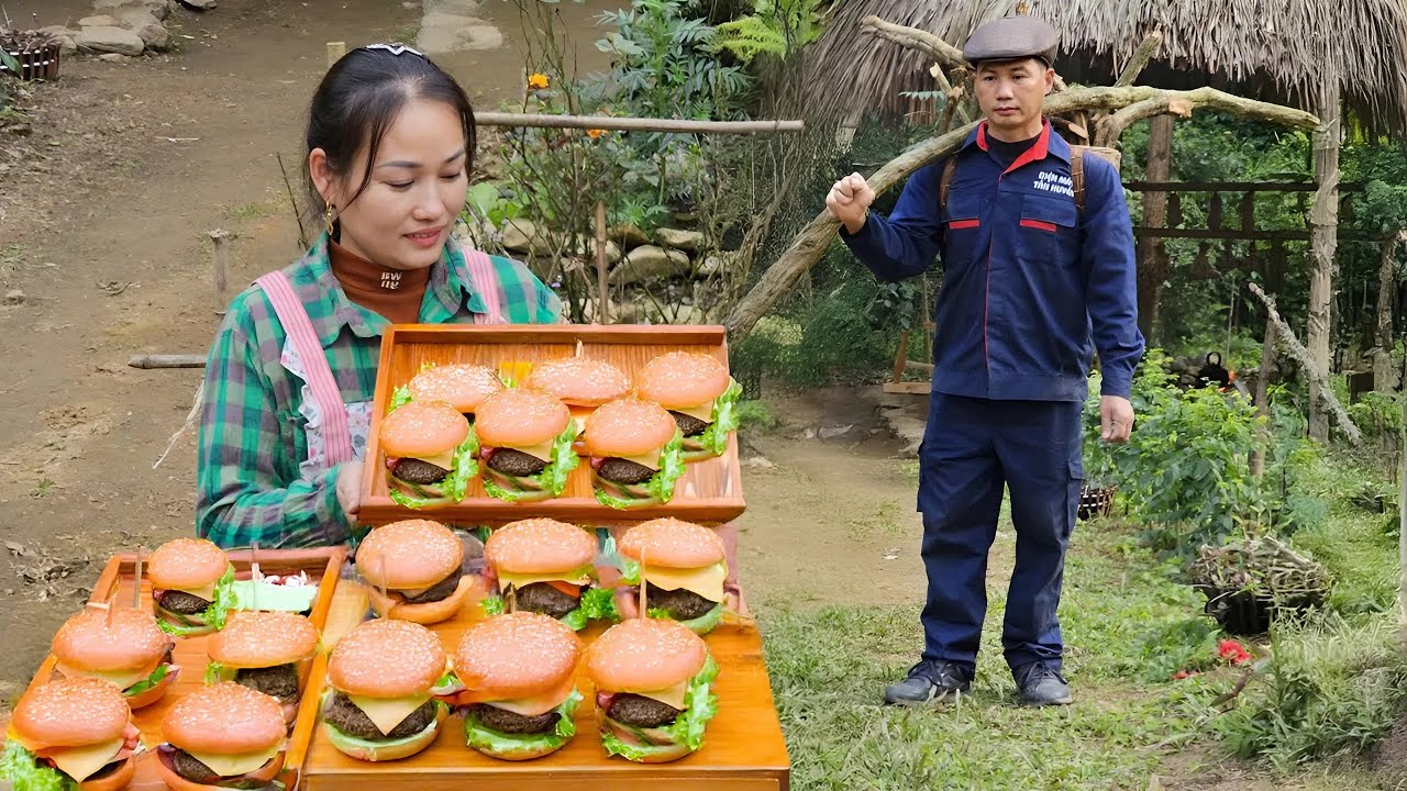 Make Unique Hamburger - Treat Husband and Daughter - Living With Nature - Gardening | Lý Phúc An