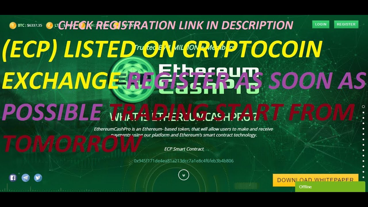 (ECP) LISTED ON CRYPTOCOIN EXCHANGE TRADING START FROM TOMORROW