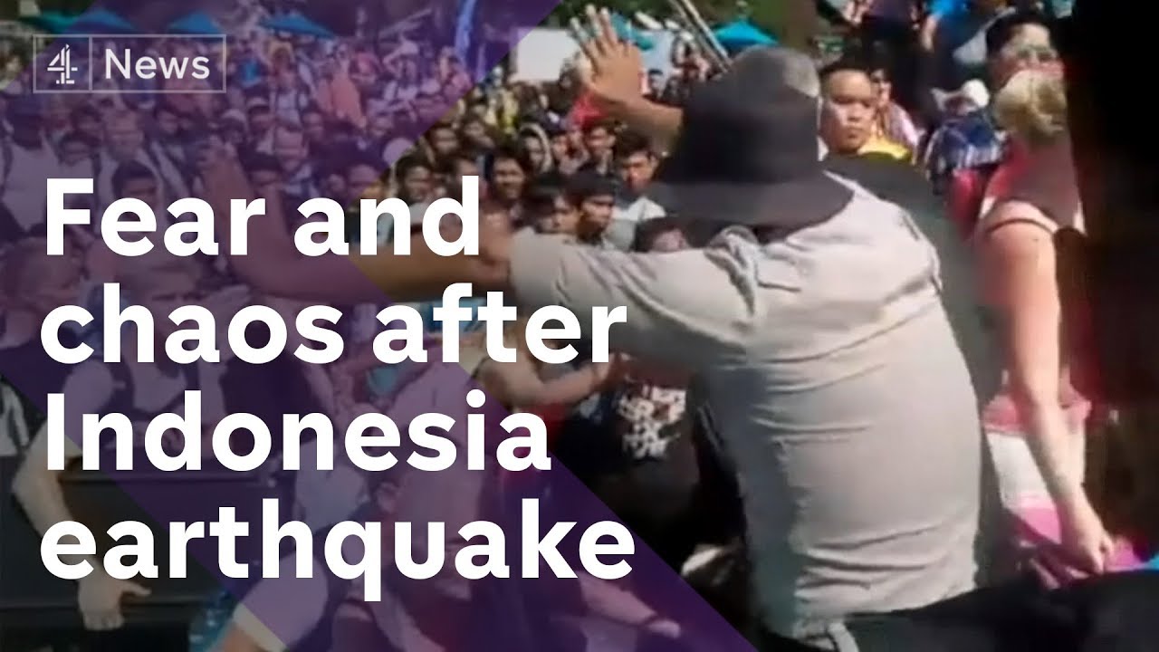 Indonesia earthquake: Chaos as tens of thousands flee, with almost 100 dead