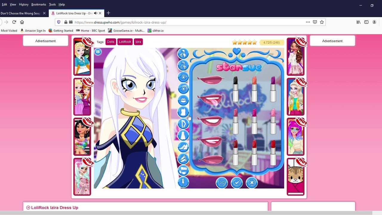 me playing lolirock dress up game