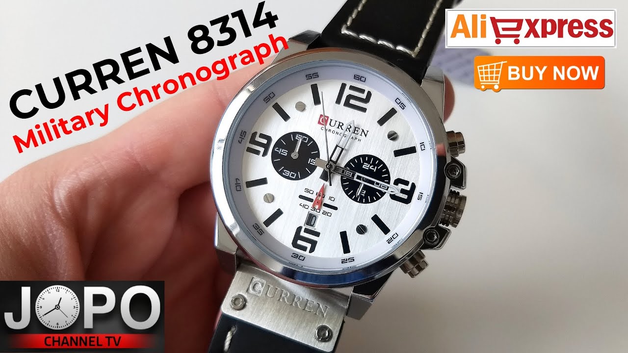 CURREN M8314 Silver Military Chronograph Watch│Curren Watch Review│Subtitles