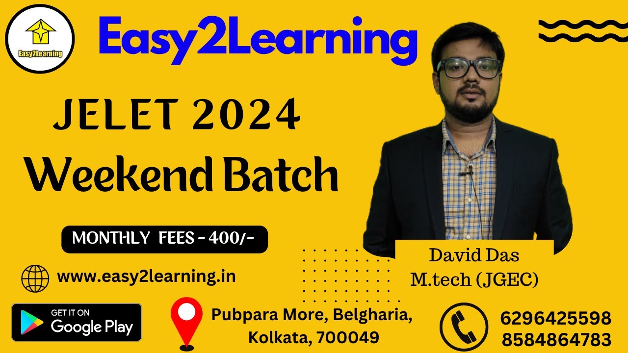 JELET 2024 Weekend Batch | Monthly 400/- | By Easy2Learning