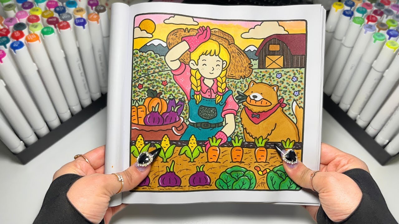 Satisfying ASMR Coloring with Alcohol Markers | No Talking