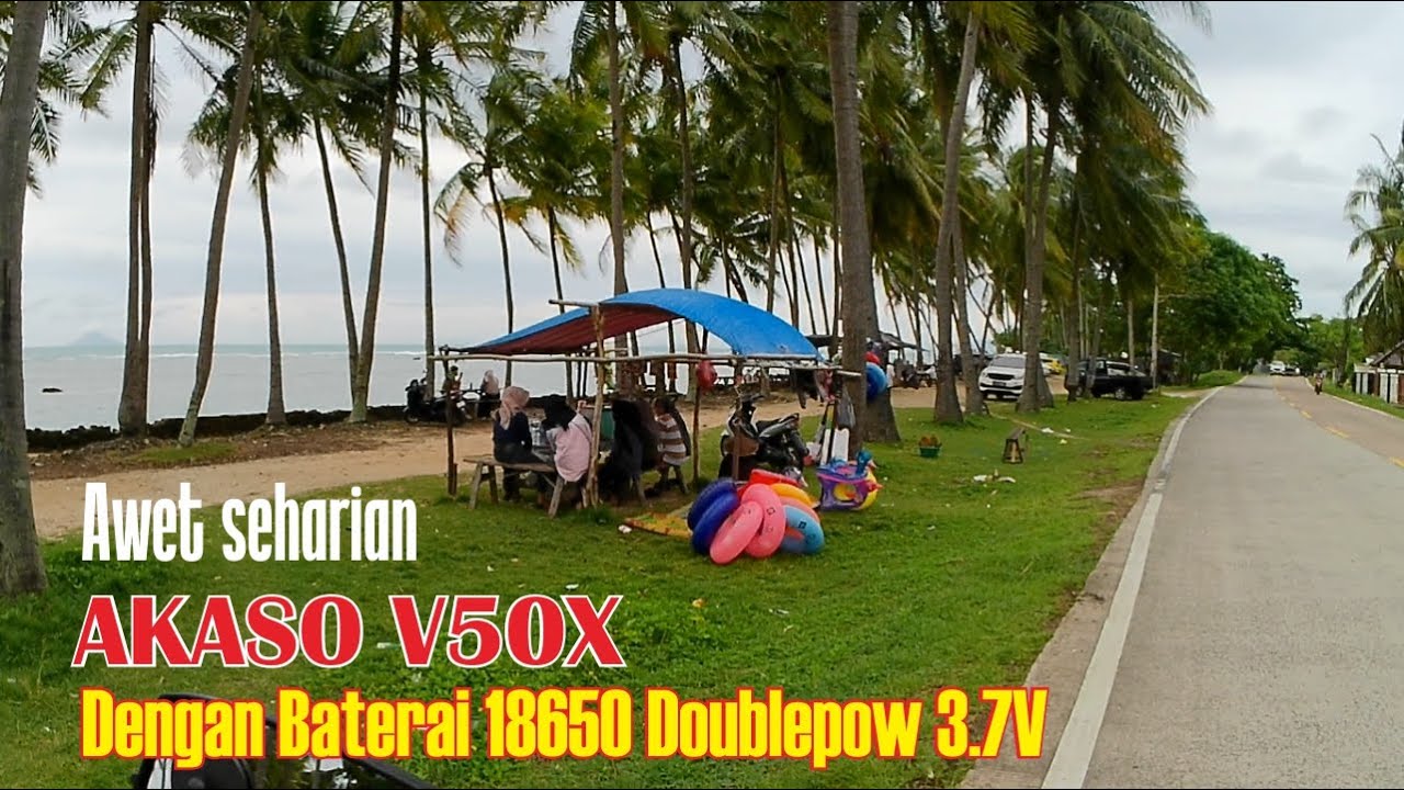 TEST AKASO V50X PAKAI PB | Dengan Baterai 18650 3.7V