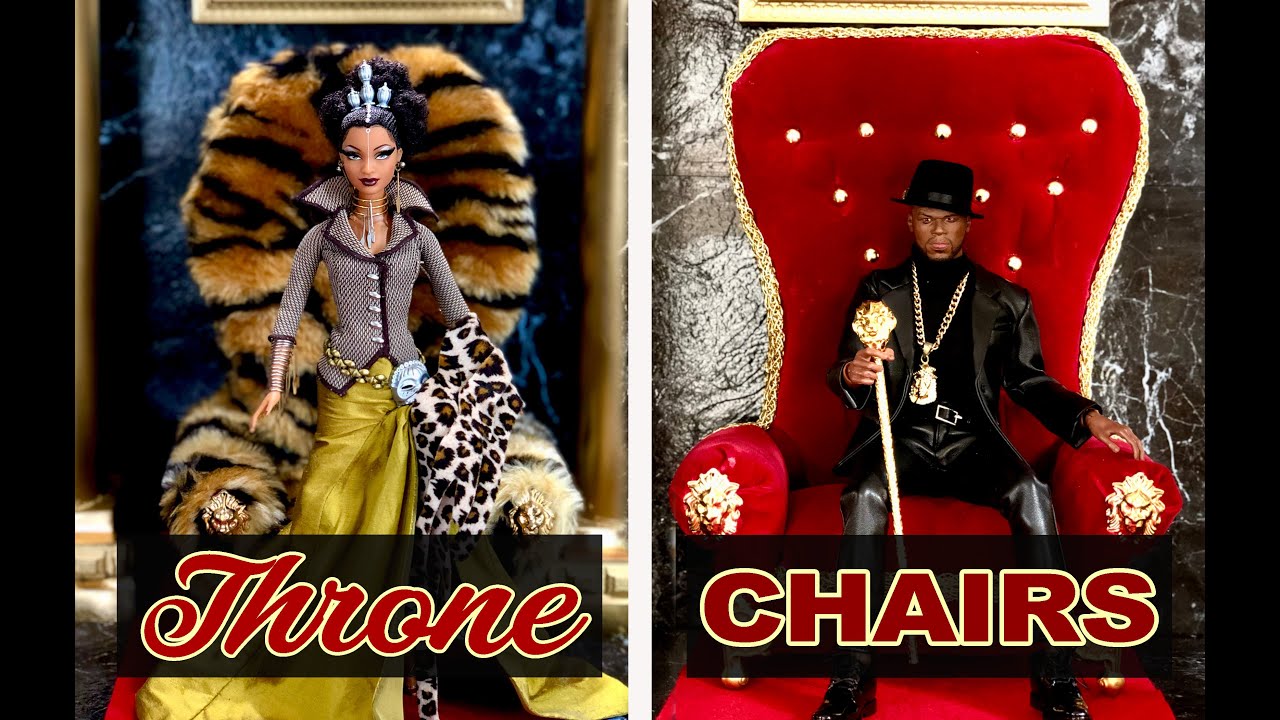 DIY How to Make a Barbie Doll sized 1/6th scale Action Figure Throne/Boss Chair Wood Furniture