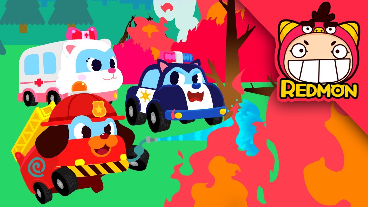 Campsite Fire | Rescue Car Buddies | Cartoon | REDMON