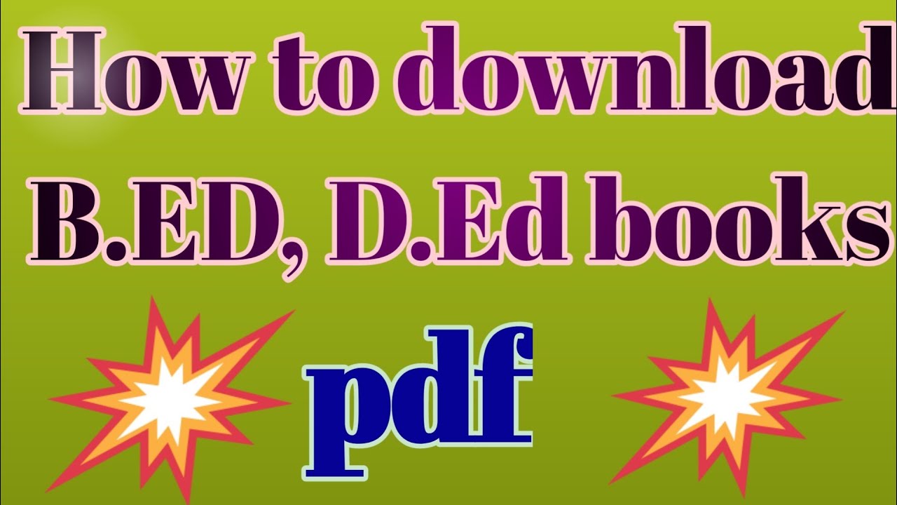 How to download B.Ed,D.Ed books