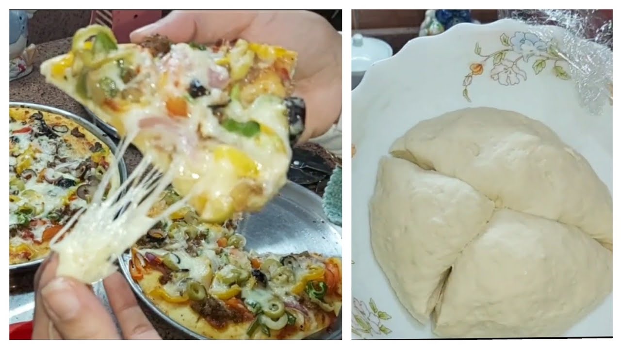 عجينة البيتزا بطريقة احترافيه وسر مطة الجبنة الموتزريلا🍕🍕