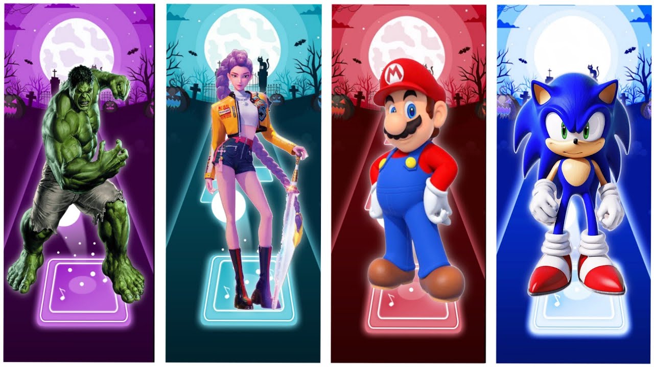 Tiles hop game, Sonic vs Hulk vs Rumi vs Mario # part 9