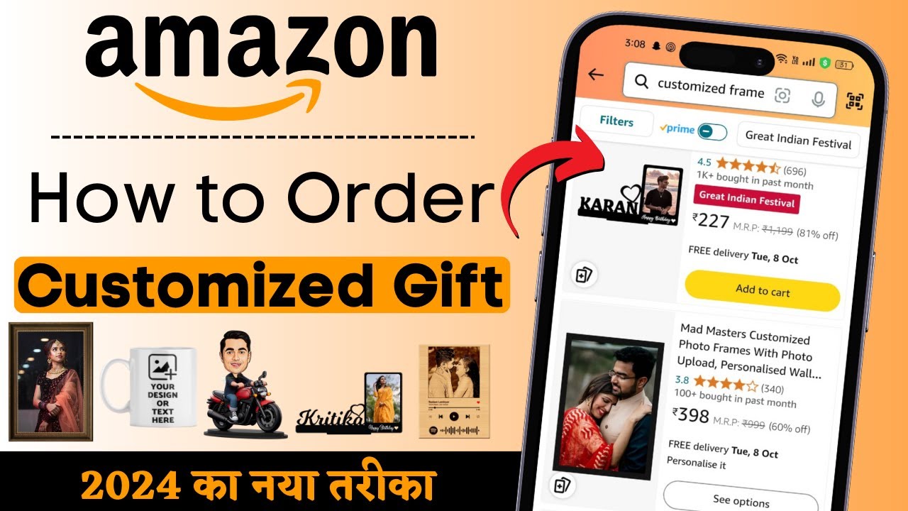 How To Order Customize/Personalized Gifts Photo Frame or Coffee Mug From Amazon [In Hindi]