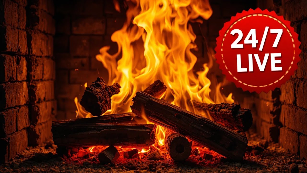 Burning Fireplace with Cozy Crackling Fire Sounds for Sleep, Study and Stress Relief