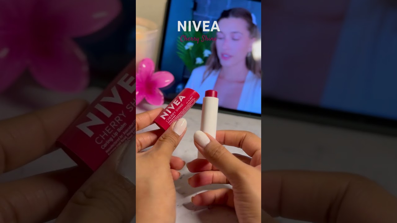 NIVEA cherry shine vegan lip balm🍒 #nivea #lipbalm #cherry #vegan #lipcare #tintedlipbalm