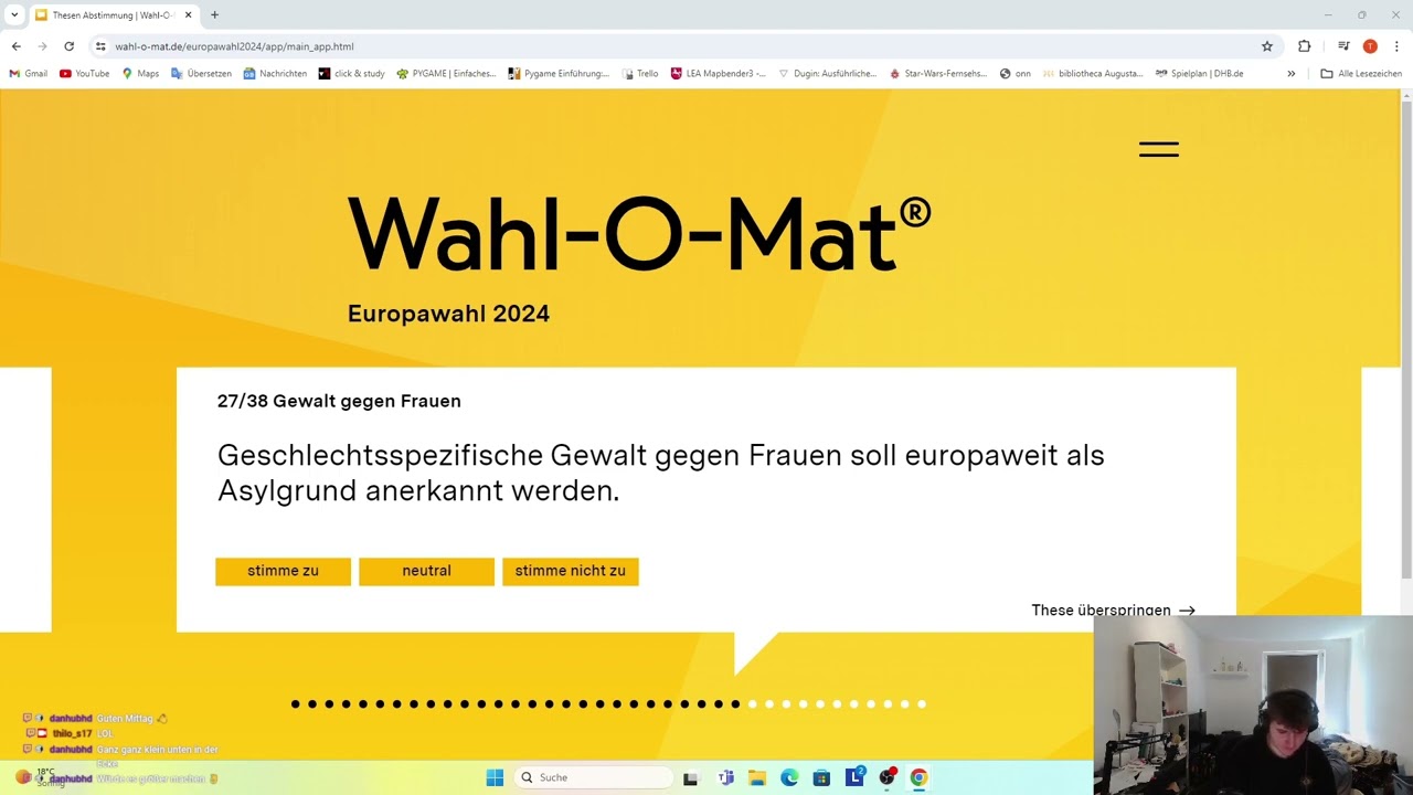 Wahl-O-Mat (Stream) @DanHubHD als Gast