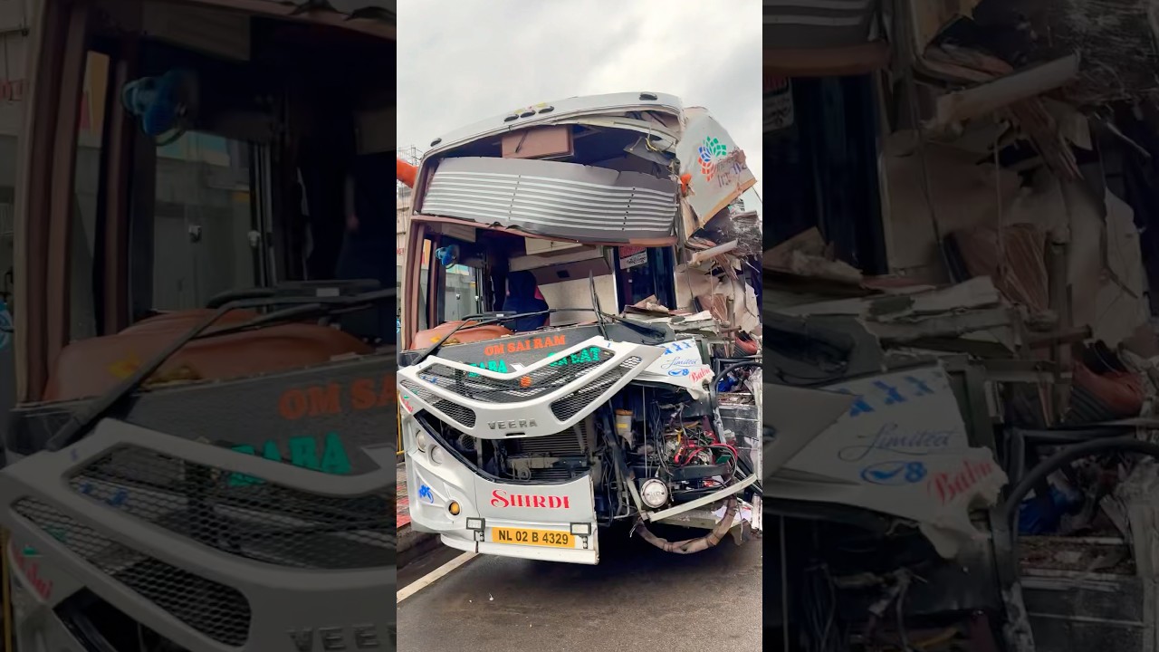 Bharathi Travel slipper￼ bus in Hyderabad accident🥺😭😭 #youtube #shorts