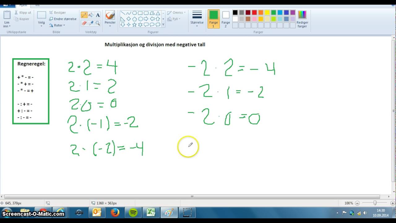 Multiplikasjon og divisjon med negative tall