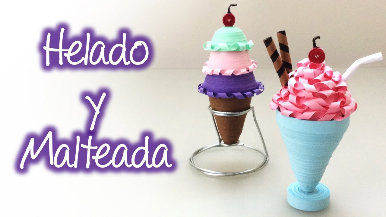 Helado y malteada de filigrana, Quilling Ice cream and milkshake