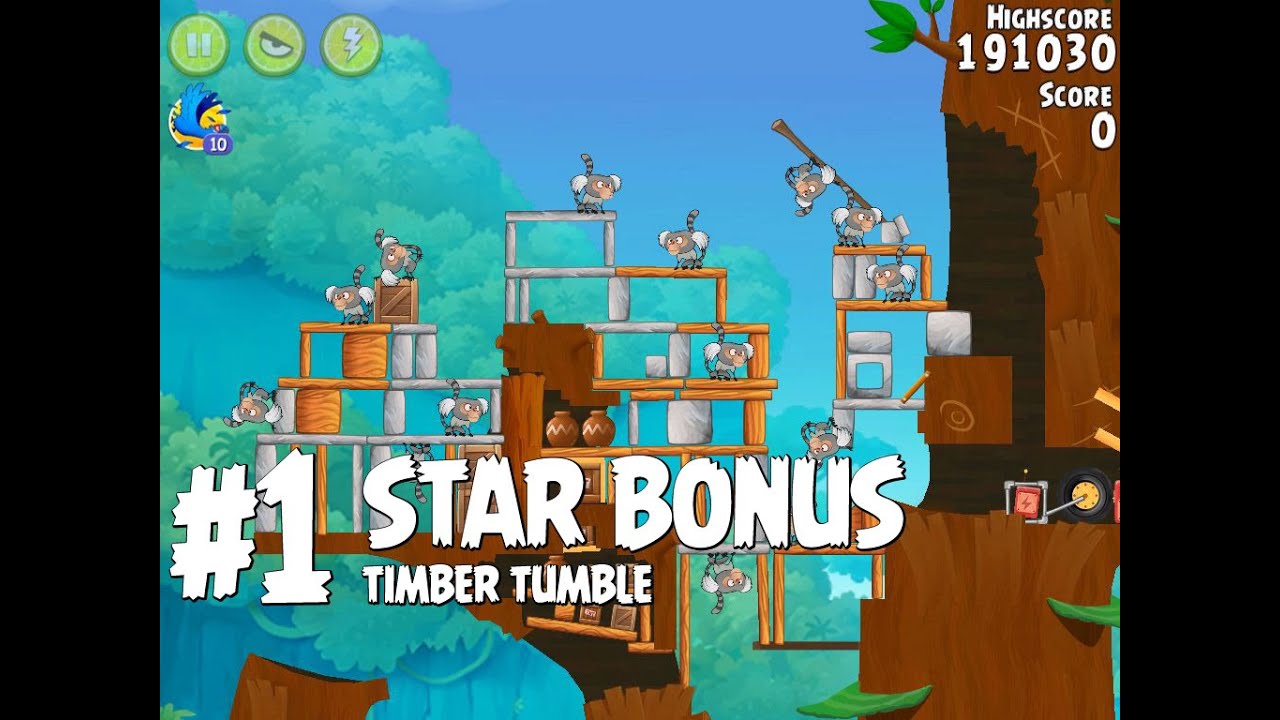 Angry Birds Rio Star Bonus #1 Timber Tumble 3 Star Walkthrough